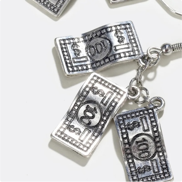 Dollar Bills Money Cash Wealth Earrings - Picture 1 of 4